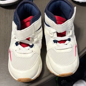 Zara Kids White and Red High-Top Sneakers